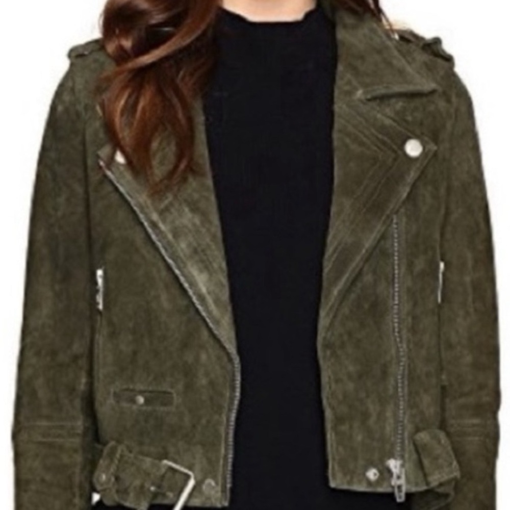 BLANK NYC moto jacket in olive green